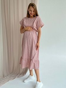 Платье для беременных и кормящих " Леди" в пудровом  цвете