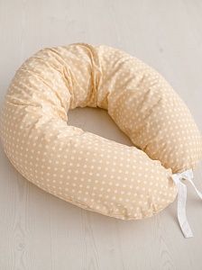 Наволочка  на универсальную подушку для беременных Mommy (дополнительная ) бежевая в горох