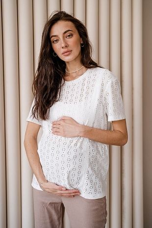 Блуза для беременных с вышивкой ришелье