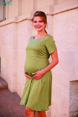 Платье для беременных " Виктория" в цвете хаки