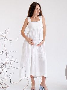 Платье -сарафан для беременных в белом цвете