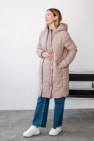 Теплая куртка для беременных 2 в 1, цвет мокко