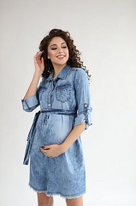Джинсовое платье для беременных в принте варенка