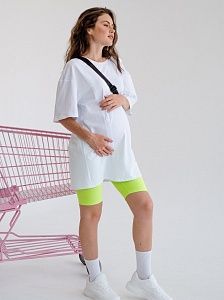 Леггинсы-велосипедки  для беременных в салатовом цвете