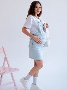 Джинсовый сарафан для беременных в светло- голубой варке