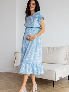 Платье для беременных и кормящих " Леди" в голубом цвете